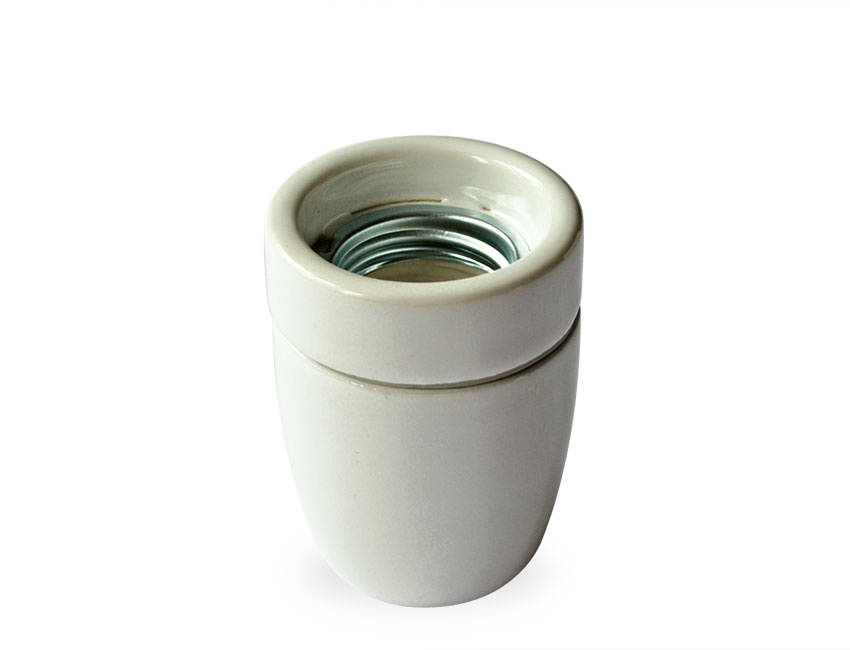 E27 White Porcelain Lamp holder with 10mm entry