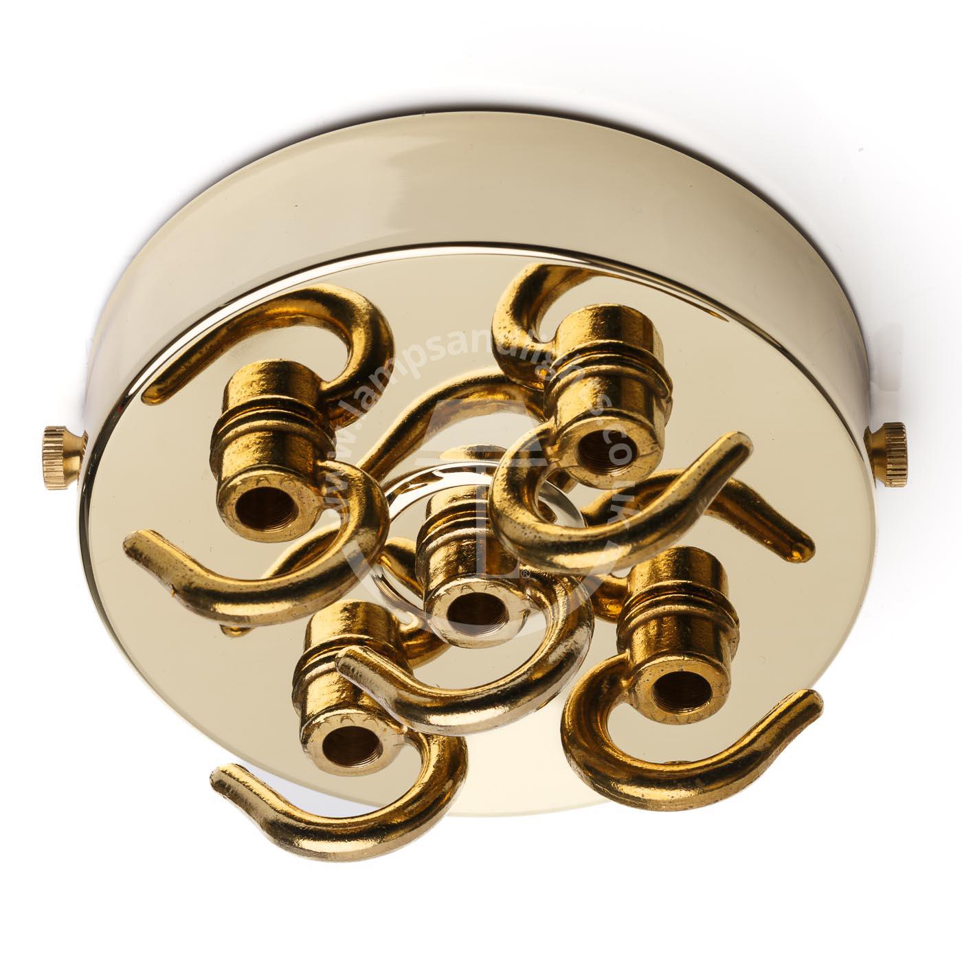 Ceiling Rose brass 5 hooks