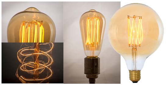 Energy saving light bulbs with warm gold glow