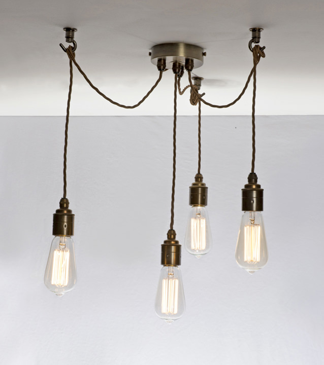 Ceiling Pendant Vintage E27 Screw Bulbs Lamp Holder with Wire Metal Chain Grip